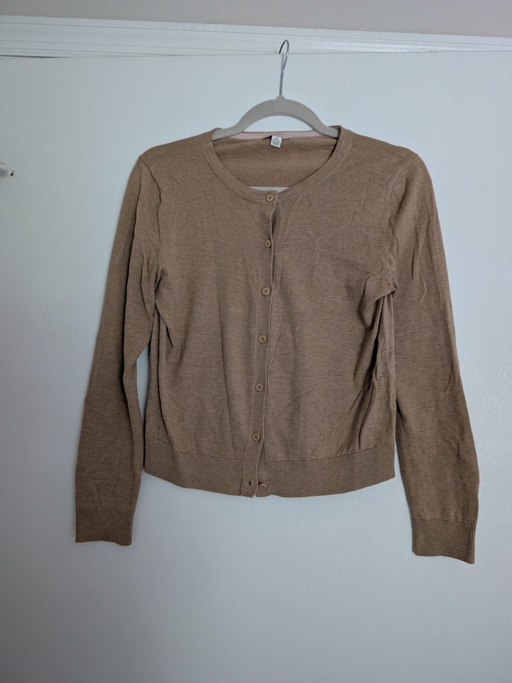GAP Women's Camel Crewneck Button Cardigan
